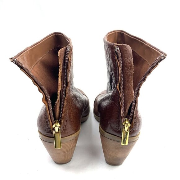 Bandolino Joined To Me Leather Ankle Booties Rear Zipper Western Heel Brown 8M - Picture 11 of 15